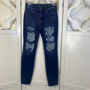 American Eagle Outfitters Blue Distressed Skinny Jeans Size 4